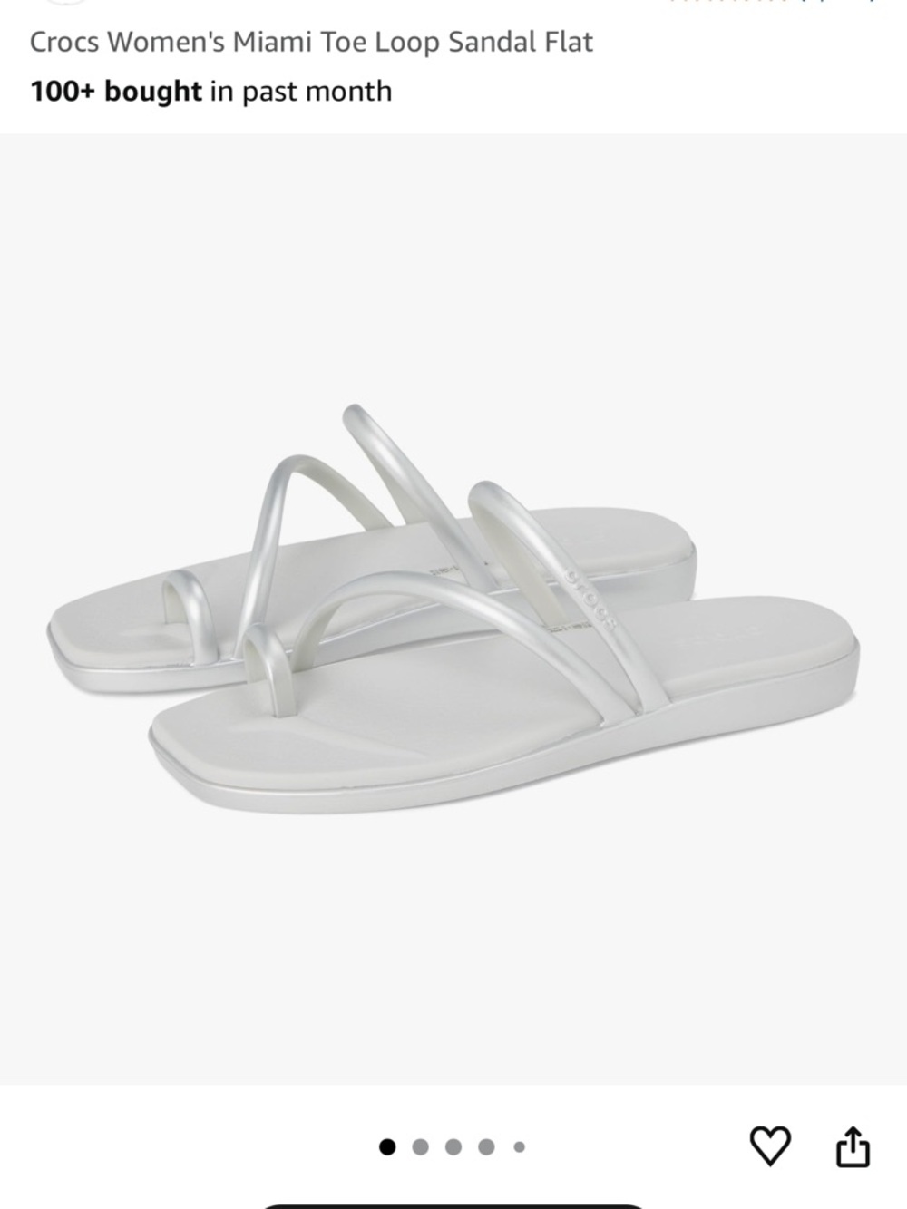 CROCS Women's Miami Toe Loop Sandal in Silver